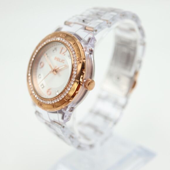 Relic by Fossil Women Watch Clear Rose Gold Tone 34mm Dial Jewel Bezel ZR11901 - Picture 12 of 16